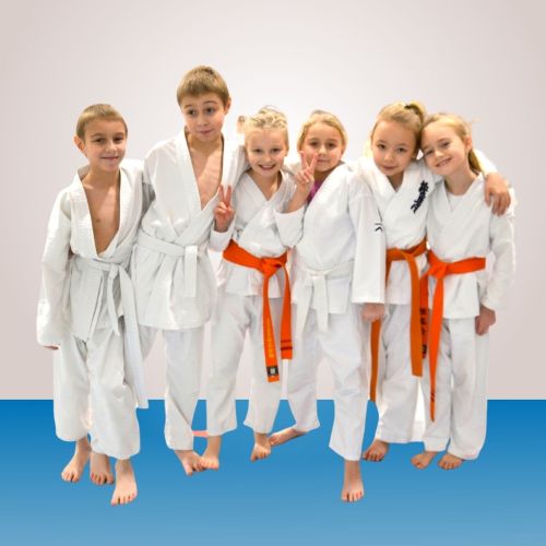 Dzieci trenują karate.