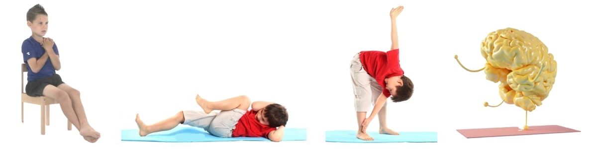 Dzieci ćwiczą z przekroczeniem osi ciała